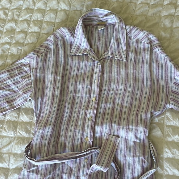 Magaschoni Multicolor Striped Linen Midi Dress - Picture 4 of 8